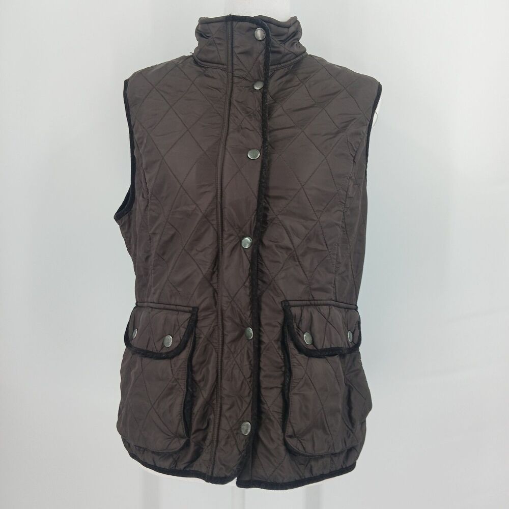 Eddie Bauer Womens Down quilted Puffer Vest Sleeveless Jacket Full Zip Outerwear